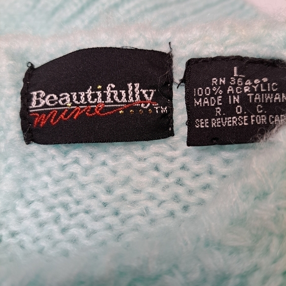 Vintage Beautifully Mine Mint Green Knit Sweater With Embellishments - Picture 4 of 8